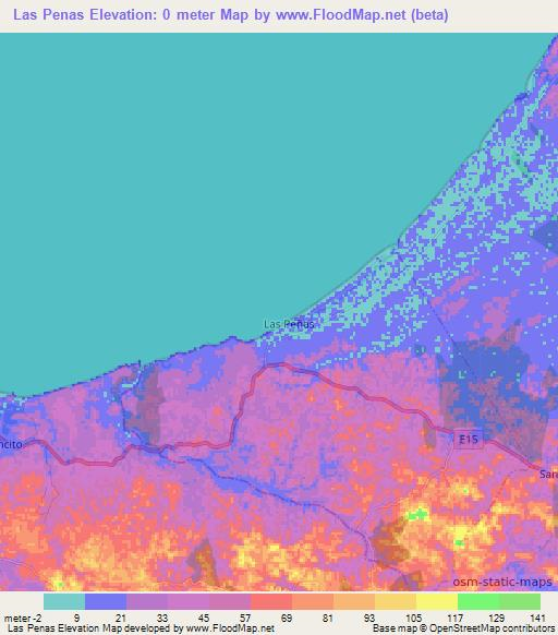 Las Penas,Ecuador Elevation Map