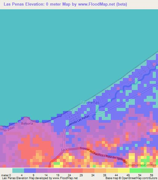 Las Penas,Ecuador Elevation Map