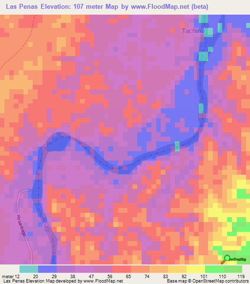 Las Penas,Ecuador Elevation Map