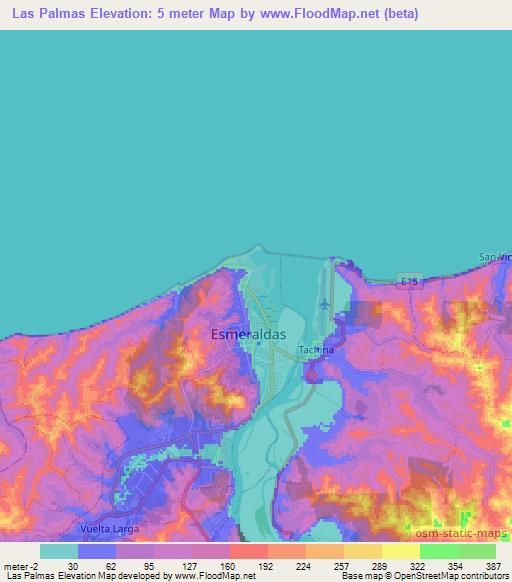 Las Palmas,Ecuador Elevation Map