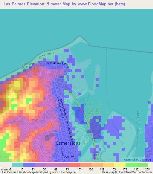 Las Palmas,Ecuador Elevation Map