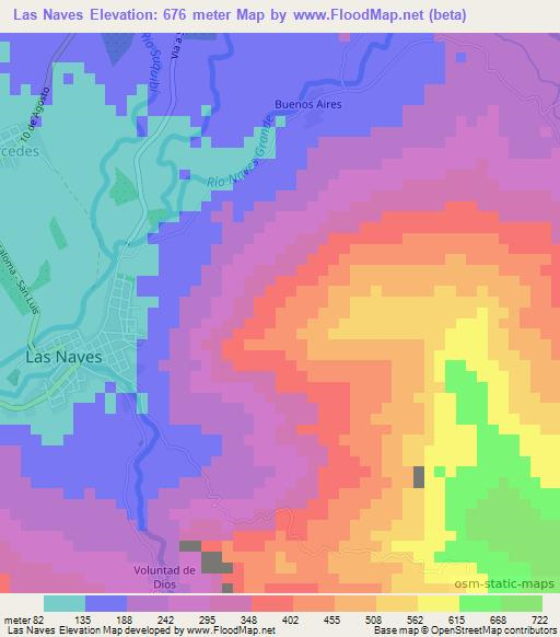 Las Naves,Ecuador Elevation Map