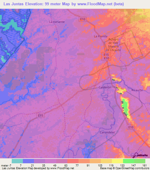 Las Juntas,Ecuador Elevation Map