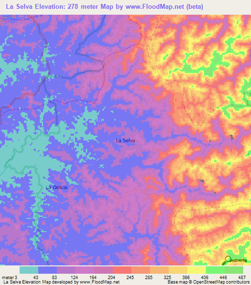 La Selva,Ecuador Elevation Map