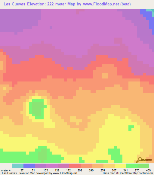 Las Cuevas,Ecuador Elevation Map