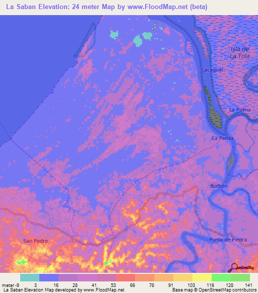 La Saban,Ecuador Elevation Map