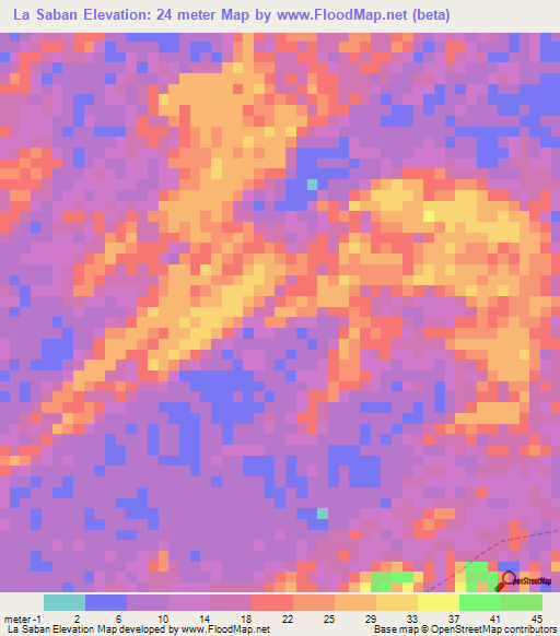 La Saban,Ecuador Elevation Map