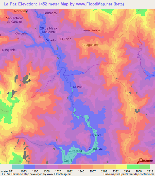 La Paz,Ecuador Elevation Map