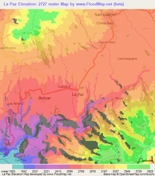 La Paz,Ecuador Elevation Map