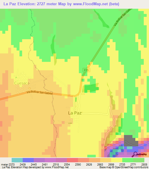 La Paz,Ecuador Elevation Map