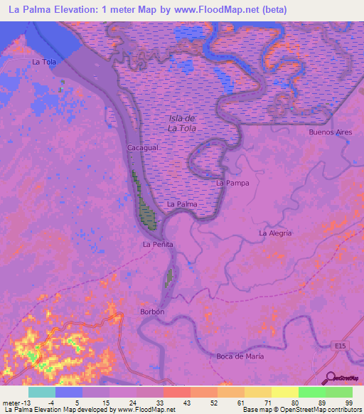 La Palma,Ecuador Elevation Map