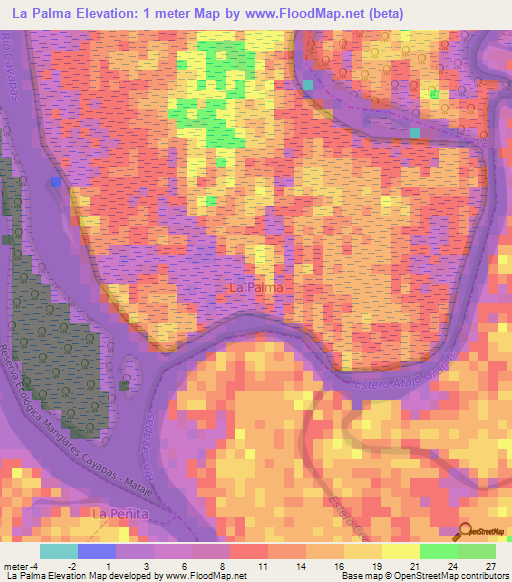 La Palma,Ecuador Elevation Map