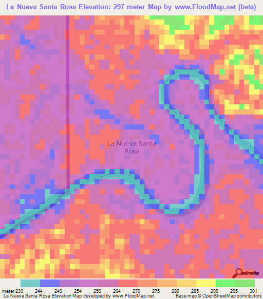 La Nueva Santa Rosa,Ecuador Elevation Map