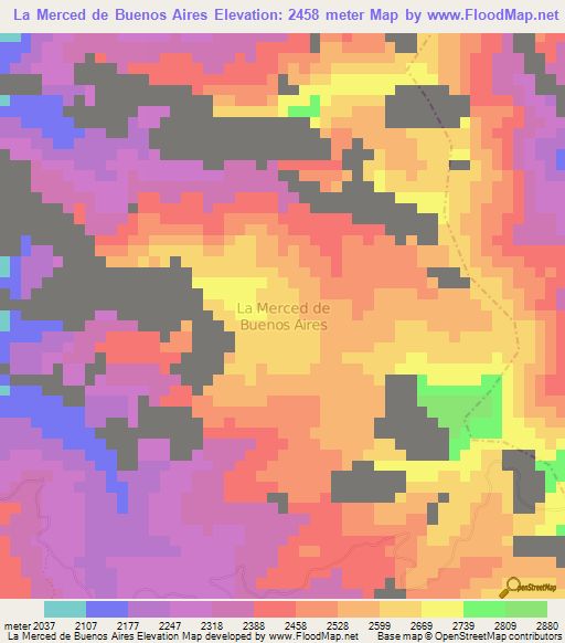 La Merced de Buenos Aires,Ecuador Elevation Map