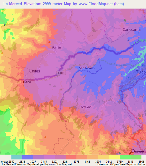 La Merced,Ecuador Elevation Map