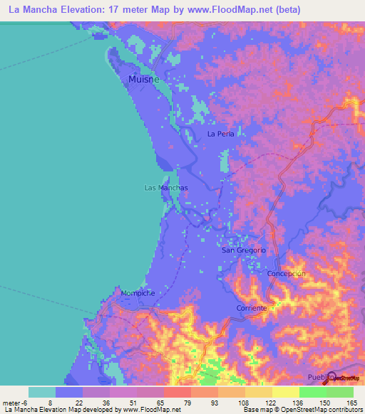 La Mancha,Ecuador Elevation Map