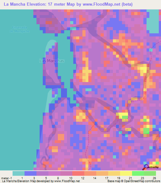 La Mancha,Ecuador Elevation Map