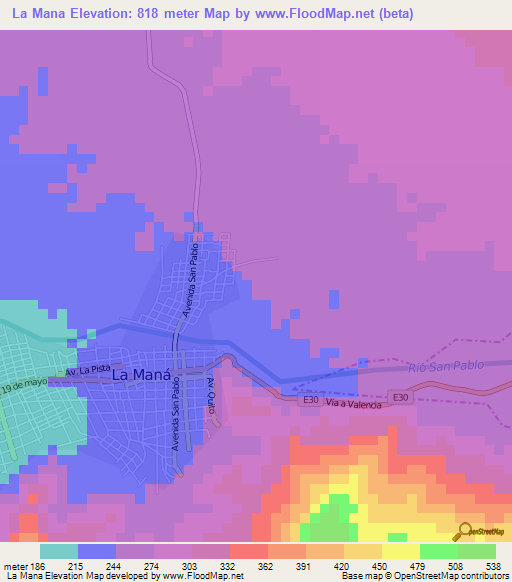 La Mana,Ecuador Elevation Map