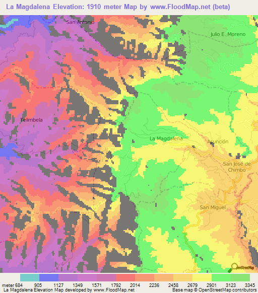 La Magdalena,Ecuador Elevation Map