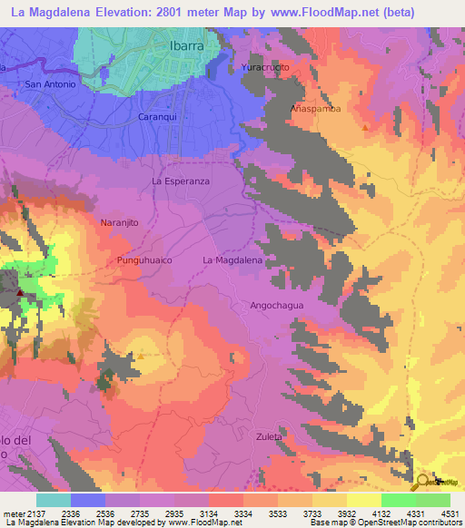 La Magdalena,Ecuador Elevation Map