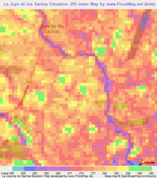 La Joya de los Sachas,Ecuador Elevation Map