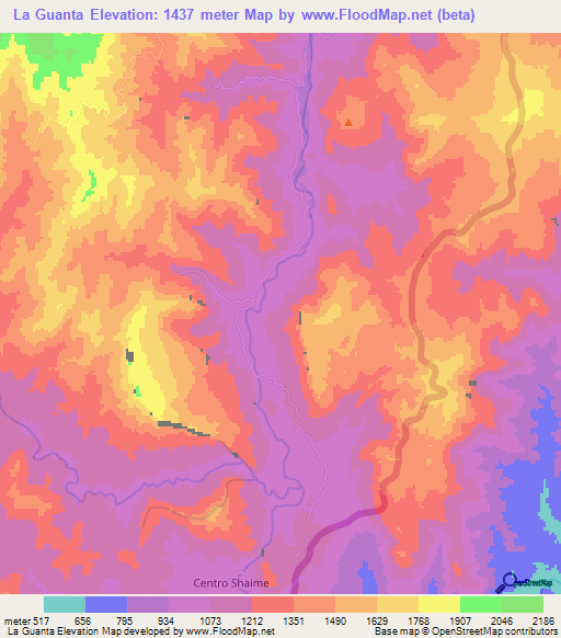 La Guanta,Ecuador Elevation Map