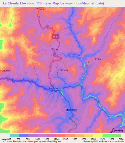 La Chonta,Ecuador Elevation Map