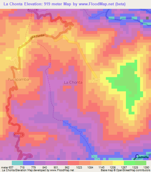 La Chonta,Ecuador Elevation Map