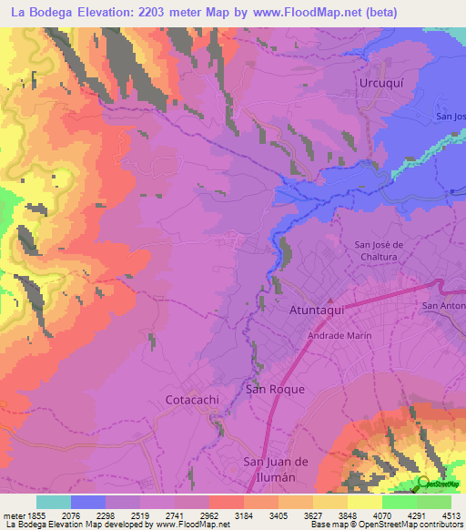 La Bodega,Ecuador Elevation Map