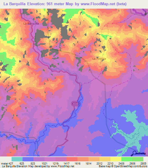 La Barquilla,Ecuador Elevation Map