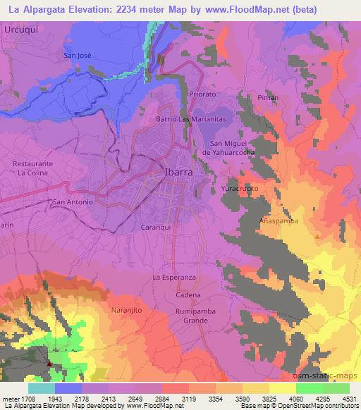 La Alpargata,Ecuador Elevation Map