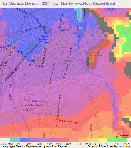 La Alpargata,Ecuador Elevation Map