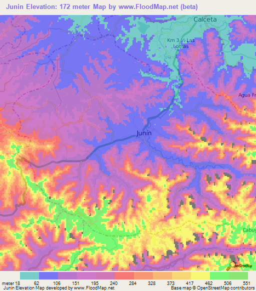 Junin,Ecuador Elevation Map