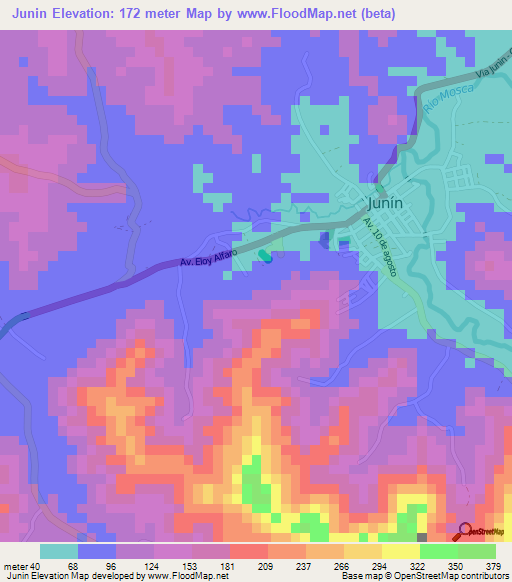 Junin,Ecuador Elevation Map