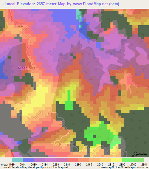 Juncal,Ecuador Elevation Map