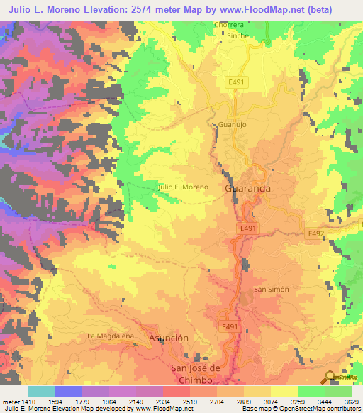 Julio E. Moreno,Ecuador Elevation Map