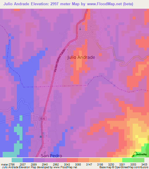 Julio Andrade,Ecuador Elevation Map