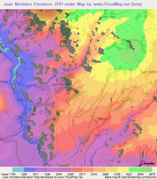 Juan Montalvo,Ecuador Elevation Map