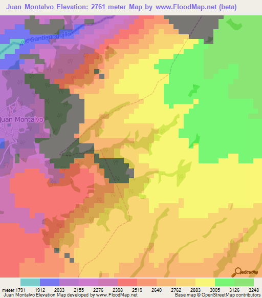 Juan Montalvo,Ecuador Elevation Map