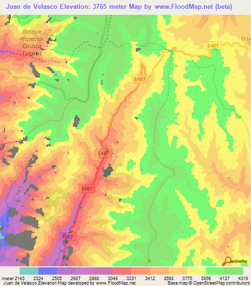 Juan de Velasco,Ecuador Elevation Map