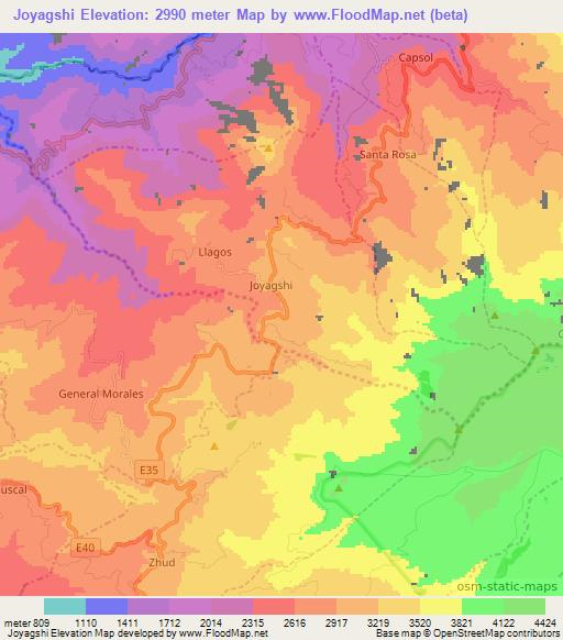 Joyagshi,Ecuador Elevation Map