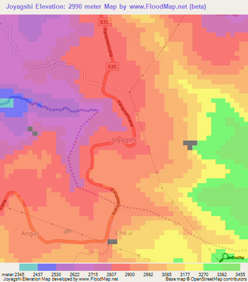 Joyagshi,Ecuador Elevation Map