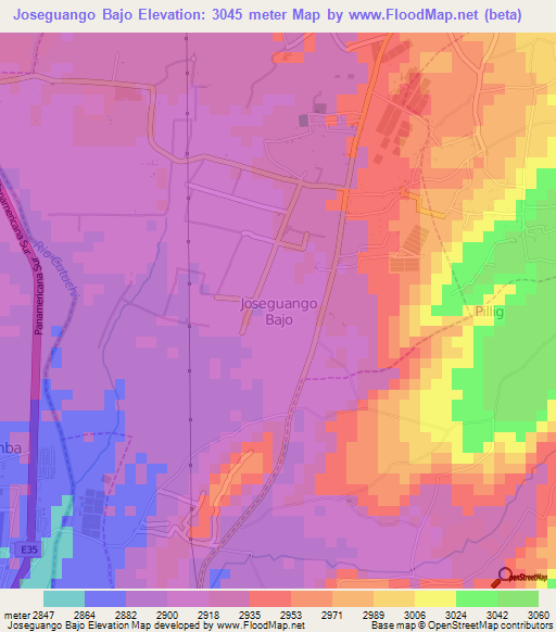 Joseguango Bajo,Ecuador Elevation Map