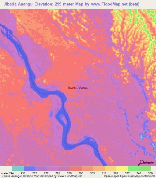 Jibaria Anangu,Ecuador Elevation Map