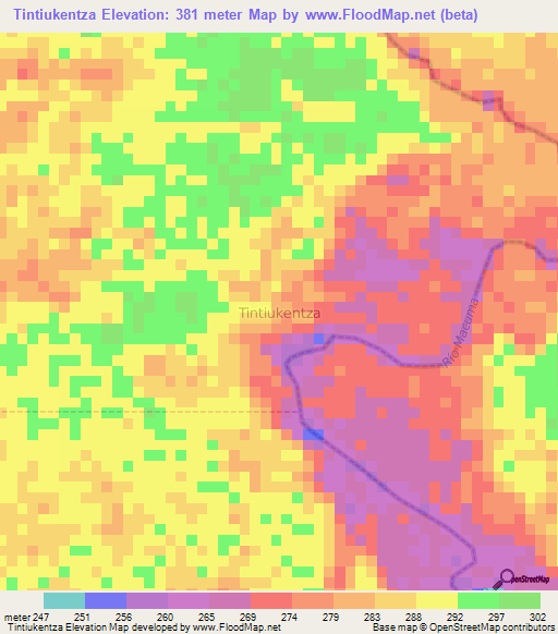 Tintiukentza,Ecuador Elevation Map