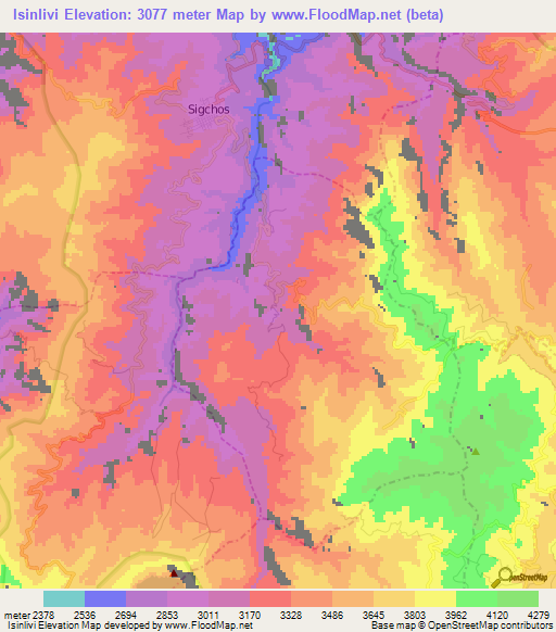 Isinlivi,Ecuador Elevation Map