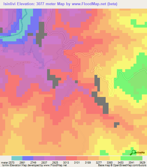 Isinlivi,Ecuador Elevation Map