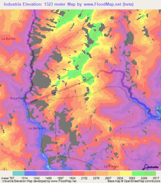 Industria,Ecuador Elevation Map