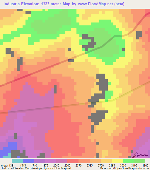 Industria,Ecuador Elevation Map