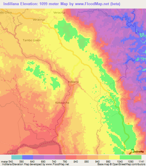 Indillana,Ecuador Elevation Map